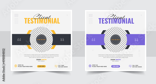 Modern customer feedback review or testimonial social media post template