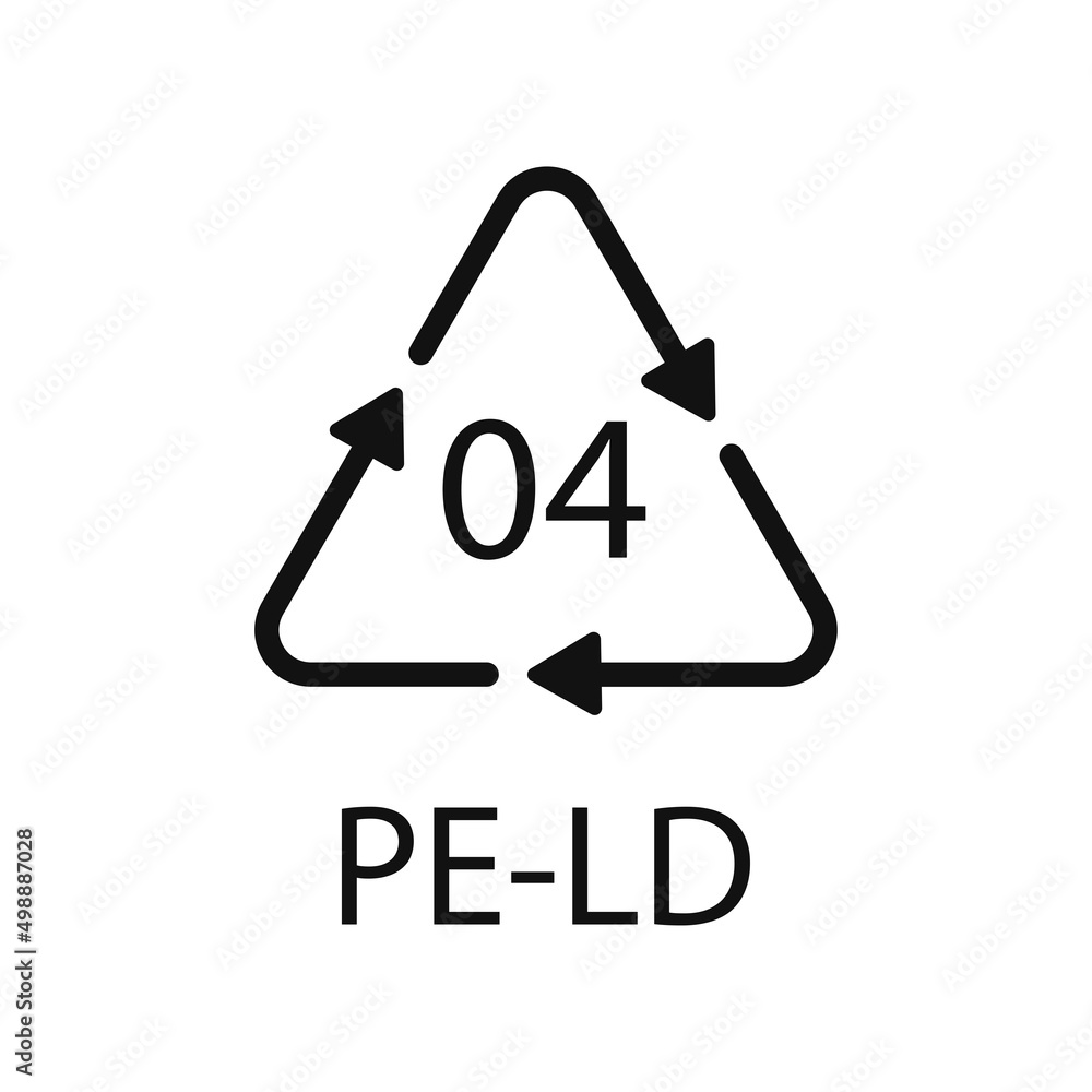 PE-LD 04 recycling code symbol. Plastic recycling vector low density polyethylene sign. PE-LD 04 recycling code symbol. Plastic recycling vector low density polyethylene sign.