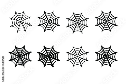 Spider Web. Textured grunge brush spider web. Icon sign web symbol. Horror and Halloween. Vector illustration on a white background.