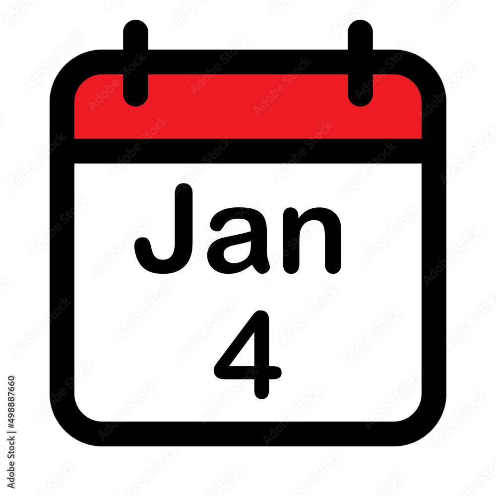 Calendar icon with fourth January Calendar icon with fourth January