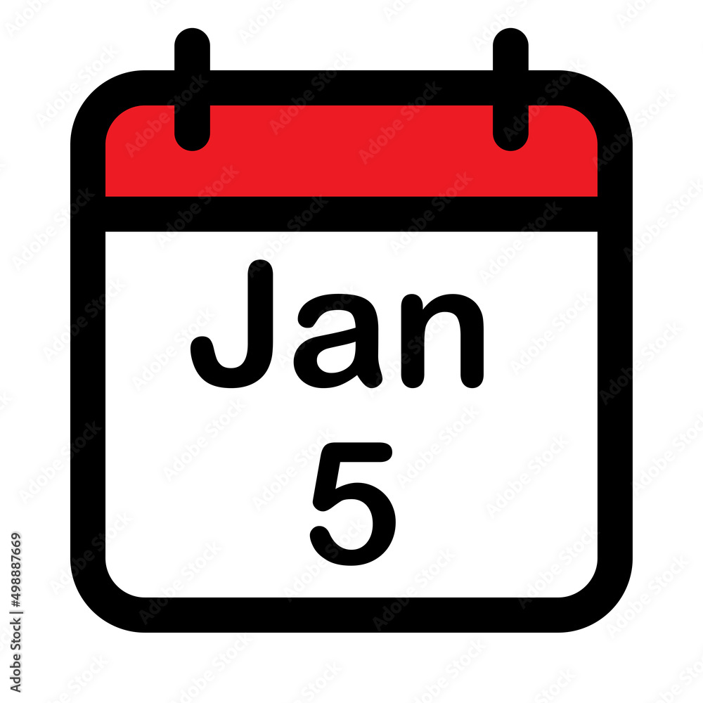 Calendar icon with fifth January Calendar icon with fifth January