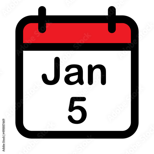 Calendar icon with fifth January