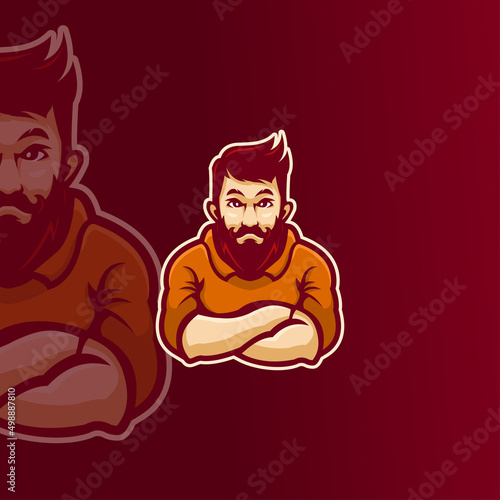 Fototapeta Naklejka Na Ścianę i Meble -  Man beard mascot modern logo template