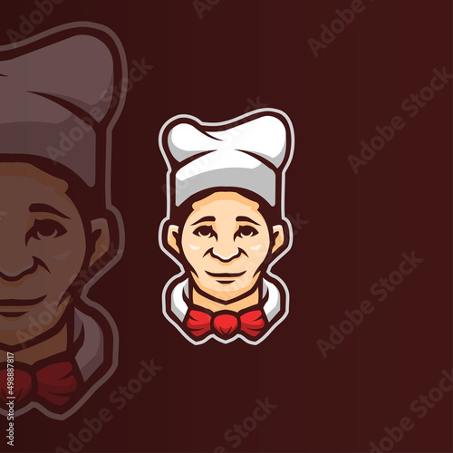 Chef head mascot modern logo template