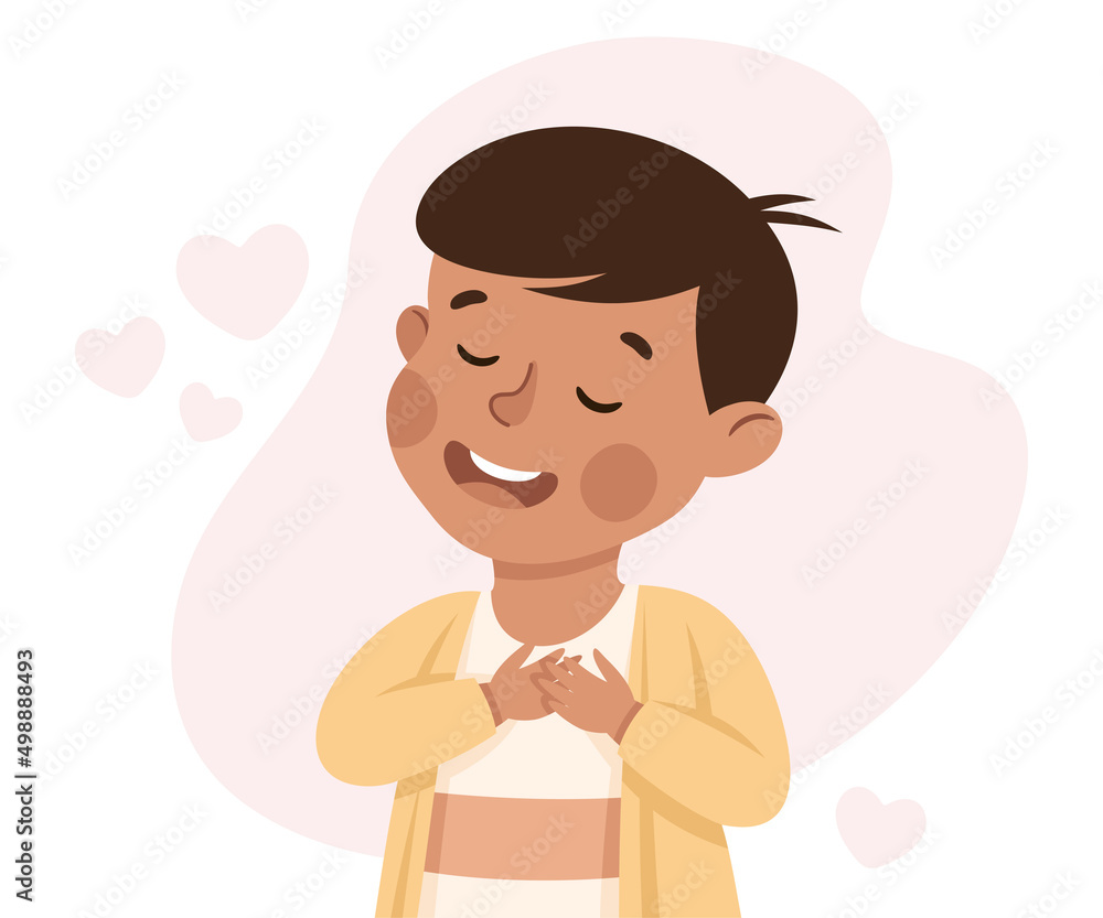 Self-love with Little Boy Admiring Himself Loving His Appearance Vector Illustration Self-love with Little Boy Admiring Himself Loving His Appearance Vector Illustration