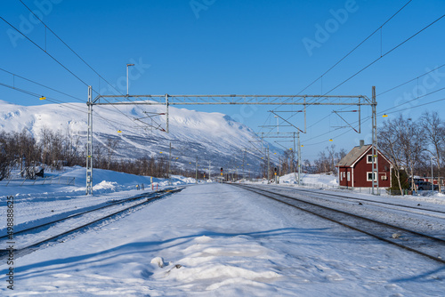 Railway station at Abisko Ostra, in Swedish Lapland, a popular travel destination.