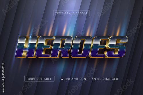 Blue text heroes Text Style Effect Editable