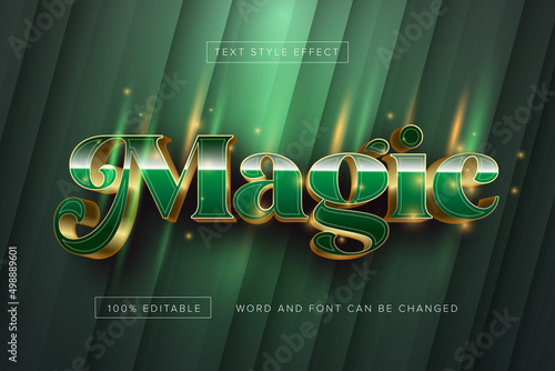 Obraz na plátně Green magic Text Style Effect Editable