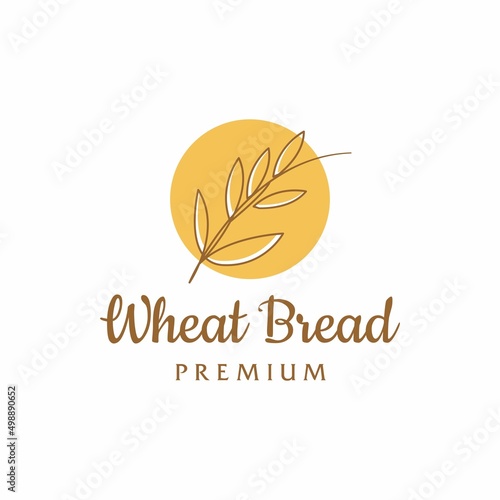 wheat grass logo design. wheat in line art style outline design Illustration. farming or Harvest logo symbol