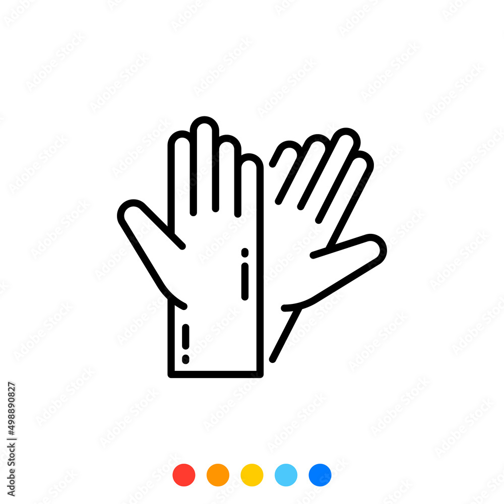Medical rubber gloves linear icon, Vector. Medical rubber gloves linear icon, Vector.
