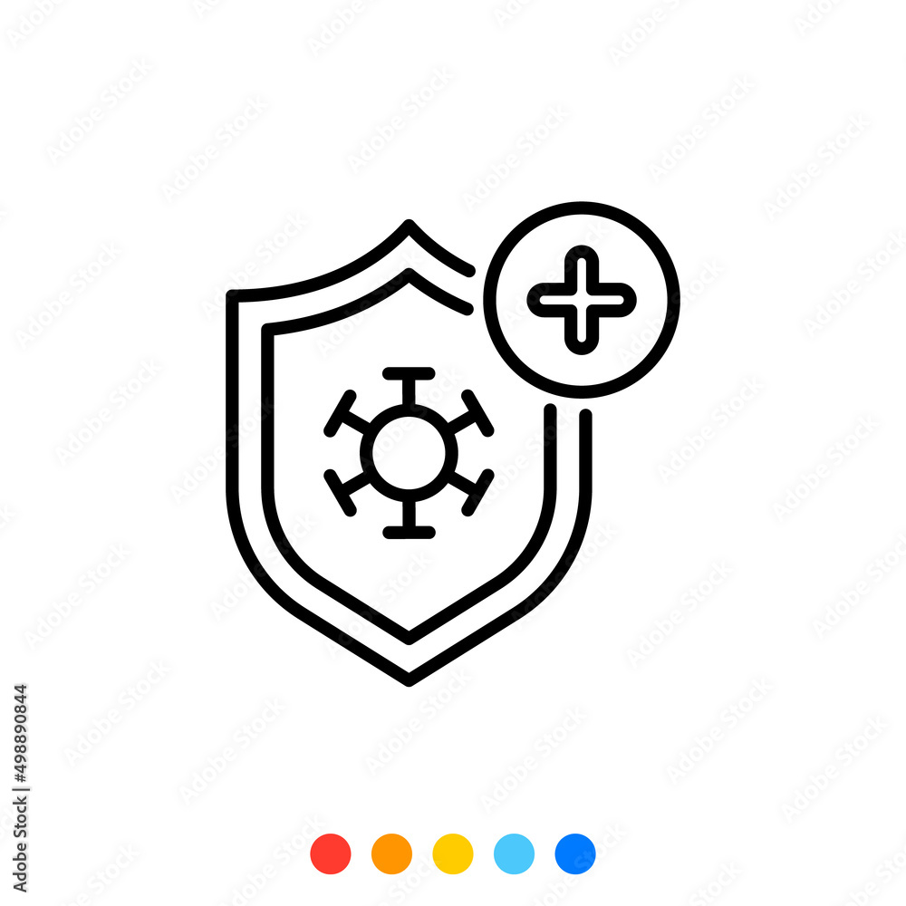 Shield linear icon with virus symbol, Vector. Shield linear icon with virus symbol, Vector.