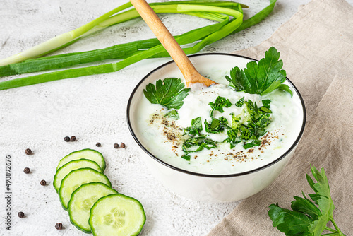Raita, Indian cold side dish made with yoghurt and herbs