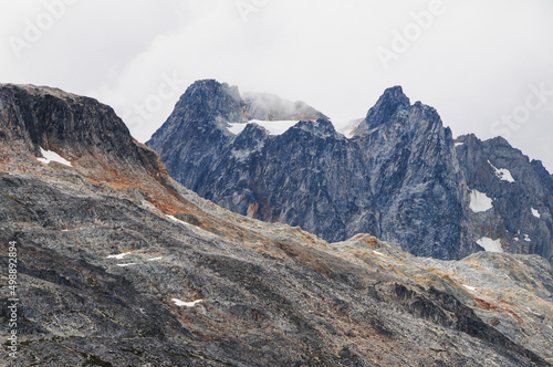Mountain peaks covered with snow