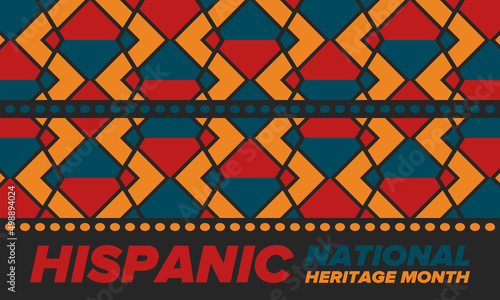 National Hispanic Heritage Month in September and October. Hispanic and Latino Americans culture. Celebrate annual in United States. Poster, card, banner and background. Vector illustration