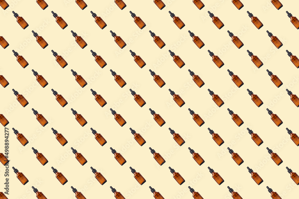 Fototapeta premium Jar with drip dispenser seamless pattern on gentle background.