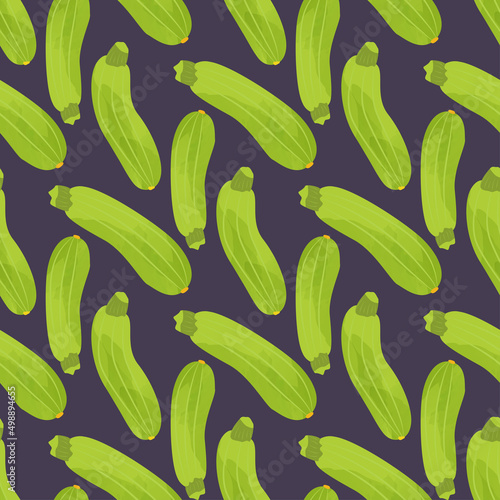Zucchini seamless pattern. Vector illustration isolated on black background