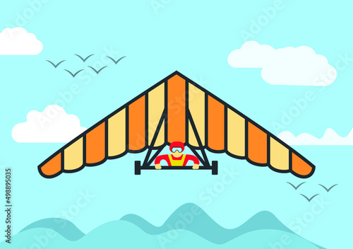 Hang Gliding vector And Illustration Natural Place With Man Sky