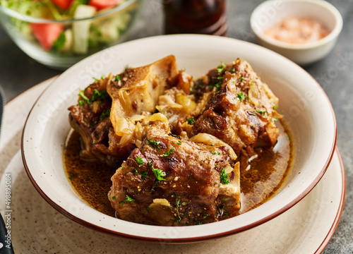 Tableau sur toile Oxtail braised with beer and soy sauce.