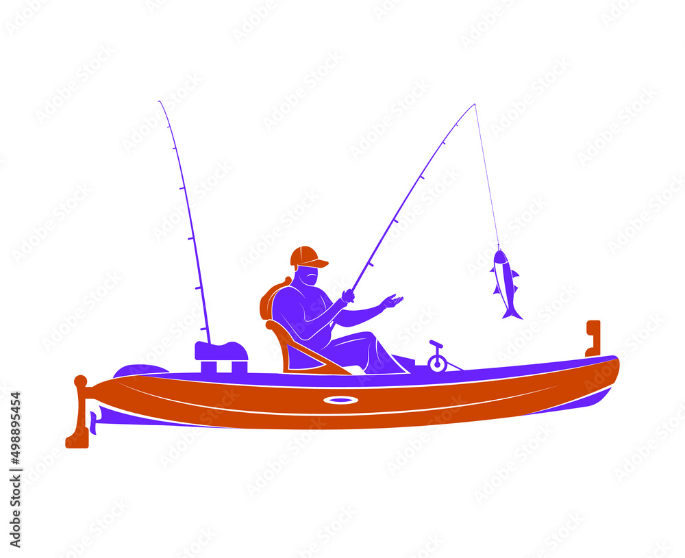 Kayak Fishing Modern Vector And Clip Art Design, Creative Icon For Free