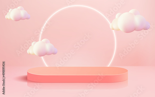 3d abstract scene rendered luxury pink long podium showcase vector 3d © agungkreatif