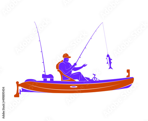 Kayak Fishing Modern Vector And Clip Art Design, Creative Icon For Free Vector File.