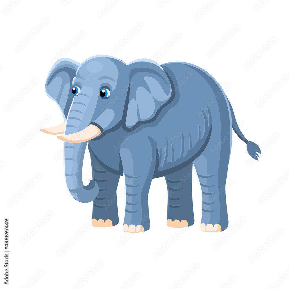 Obraz premium Cute big Elephant Character on a white background. Vector cartoon illustration.