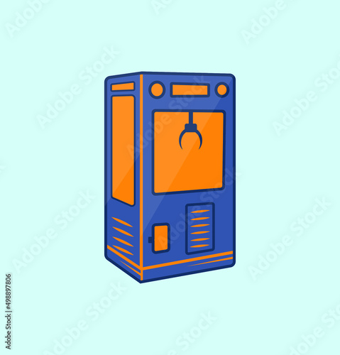 Blank Claw Crane Game Machine With Object. Doll Cabinet Business Concept. Vector Illustration Isolated On White Background Icon, And Clip Art Vector Design. 