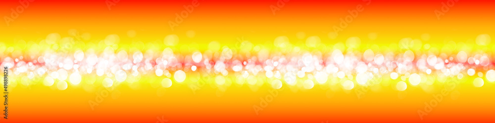 Breiter abstrakter Hintergrund mit einem organge-roten Farbverlauf und glühenden Leuchtpunkten