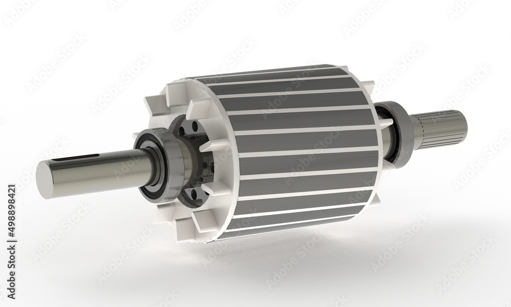 Squirrel cage rotor, shaft and bearings used for asynchronous electric ...