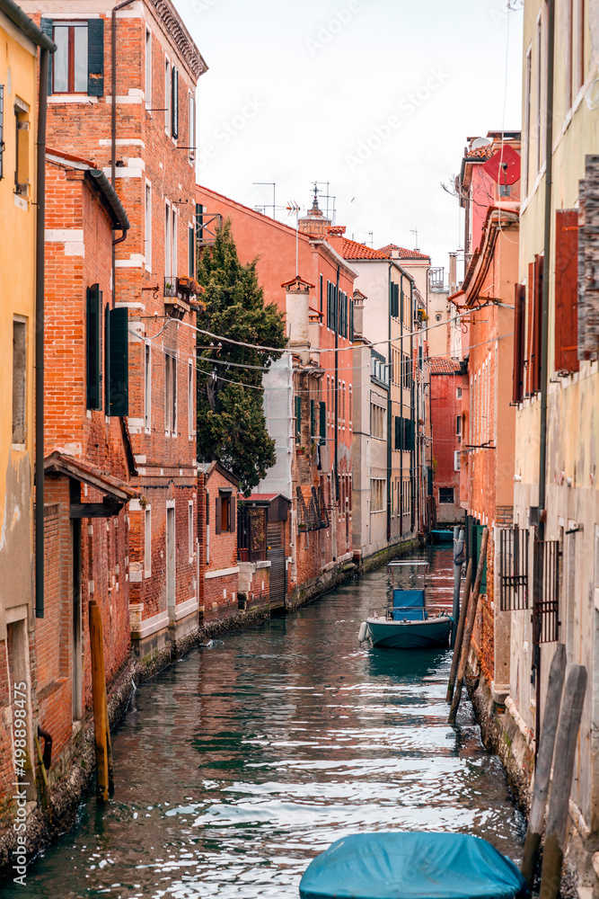 Beautiful canals and traditional Venetian buildings in Venice, Italy