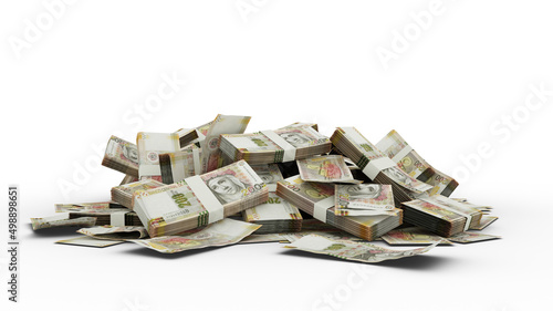 3D Stack of 200 Peruvian Sol notes isolated on white background