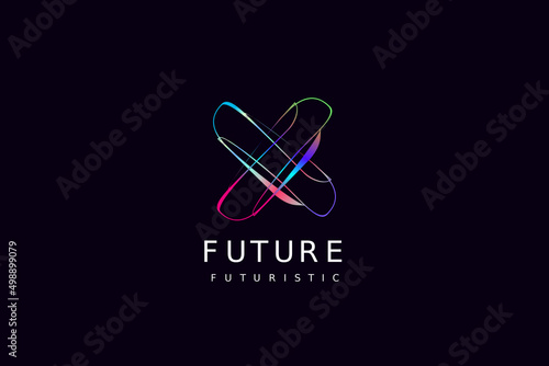 tech abstract gradient x corporate logo design