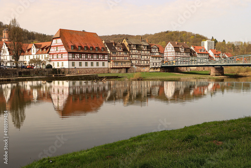Romantisches Rotenburg a. d. Fulda; Altstadtpanorama mit Marstall und Alter Fuldabrücke