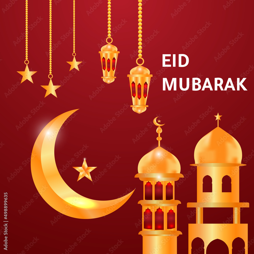 Eid Mubarak premium vector illustration with luxury design