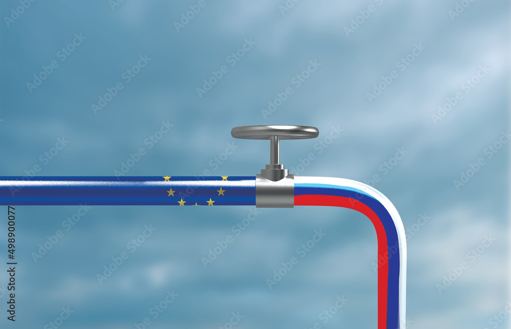 3D valve on the main gas or oil pipeline between the European Union and Russia. 3D valve on the main gas or oil pipeline between the European Union and Russia.