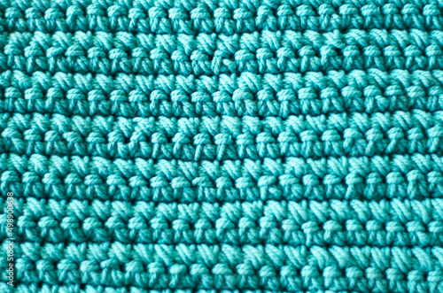 Full frame blue crochet pattern. Rope weaving crafts.