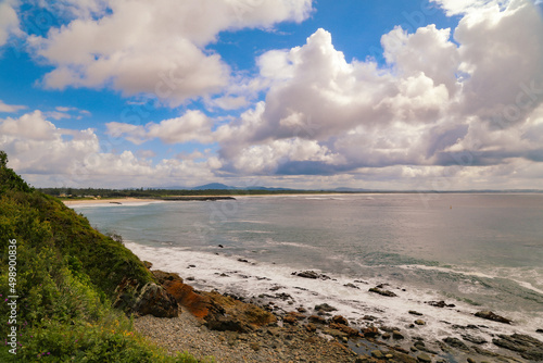 Beach view from the Bennetts Head Lookout at Forster, NSW Australia