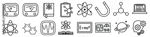 Physics icon vector set. studies illustration sign collection. science symbol or logo.