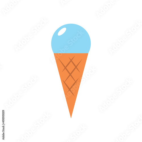 Ice cream icon. Flat illustration of a waffle cone with ice cream on a white background. Vector 10 EPS.