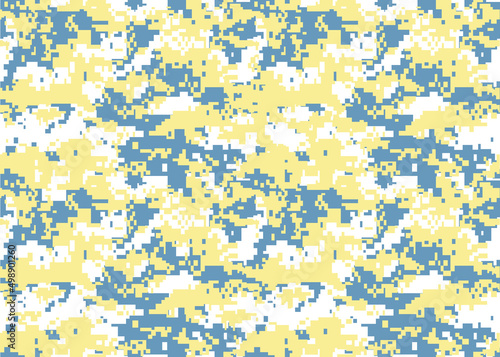 Seamless pattern. Abstract military or hunting camouflage background. blue yellow white. Vector illustration. repeated seamless