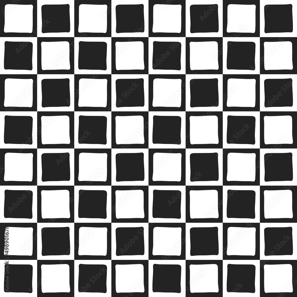 A black and white chessboard with four-point shapes on it. Vector with 8x8 board. Simple monochrome chess board. A black and white chessboard with four-point shapes on it. Vector with 8x8 board. Simple monochrome chess board.