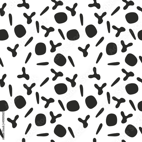 Shapeless black objects on a white background. Vector seamless pattern.