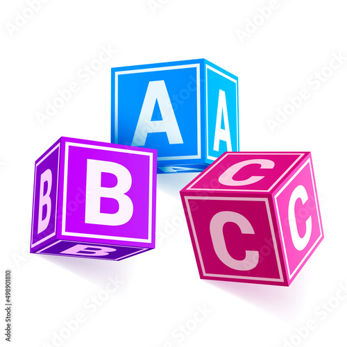 Multicolored children s wooden alphabet blocks realistic vector illustration kids cubes abc letters