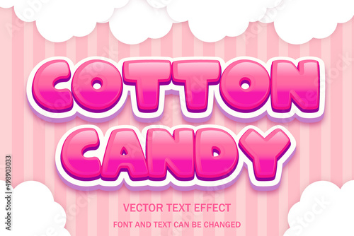 cotton candy cartoon cute kawaii cloud 3d editable text effect font style template