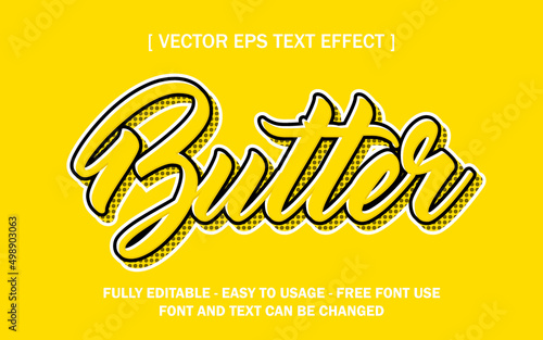 butter yellow halftone typography 3d editable text effect template design music album style vector illustration