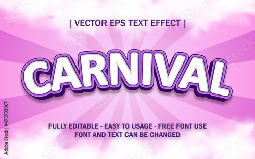 carnival purple gradient editable text effect 3d style vector illustration