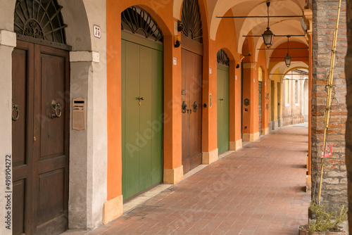 Typical Bolognese street with arcades. Bologna  Italy  is the city in the world with the most arcades.