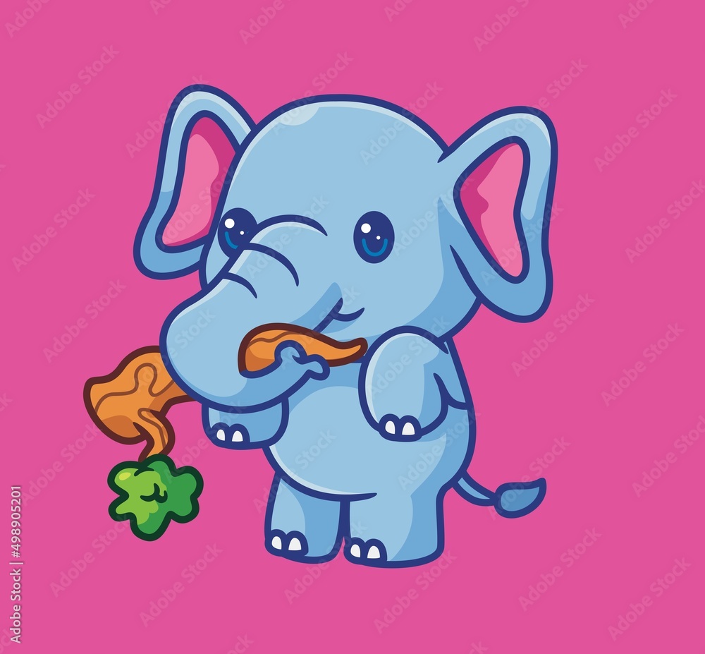 cute elephant break the tree branches for food. isolated cartoon animal illustration. Flat Style Sticker Icon Design Premium Logo vector. Mascot Character cute elephant break the tree branches for food. isolated cartoon animal illustration. Flat Style Sticker Icon Design Premium Logo vector. Mascot Character