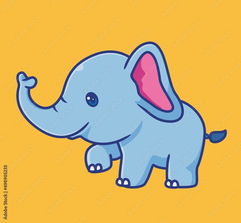 cute elephant walking smile. isolated cartoon animal illustration. Flat Style Sticker Icon Design Premium Logo vector. Mascot Character