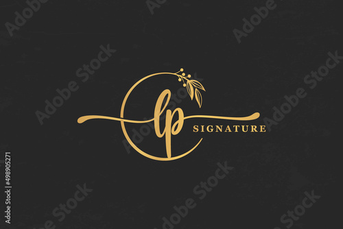 golden signature initial letter lp. golden signature Handwriting vector logo design illustration image
